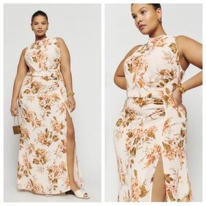 Reformation Senna Floral Ruched Floral Sleeveless Maxi Dress Size 16 NWT
